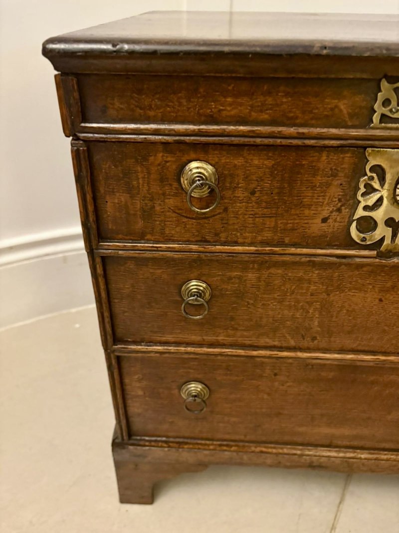 Antique Early 18th Century Quality Oak Box Coffer in the Form of a Miniature Chest